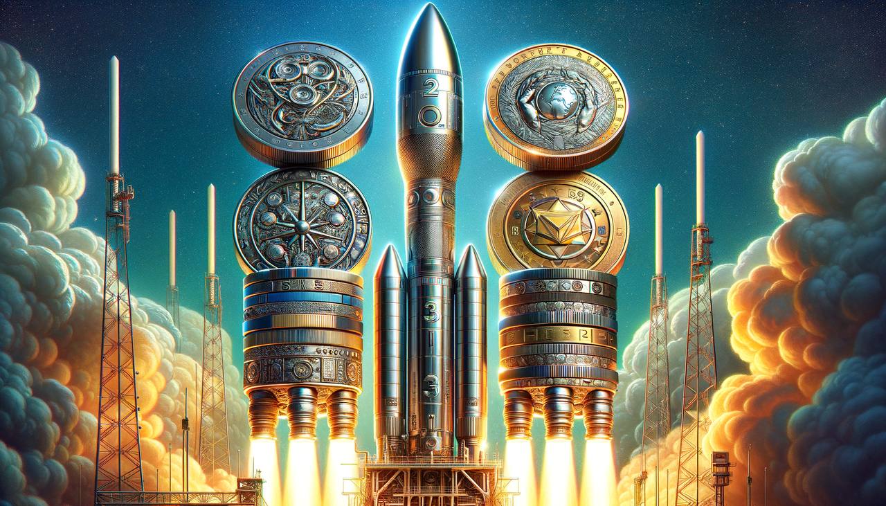 Coins on a rocket